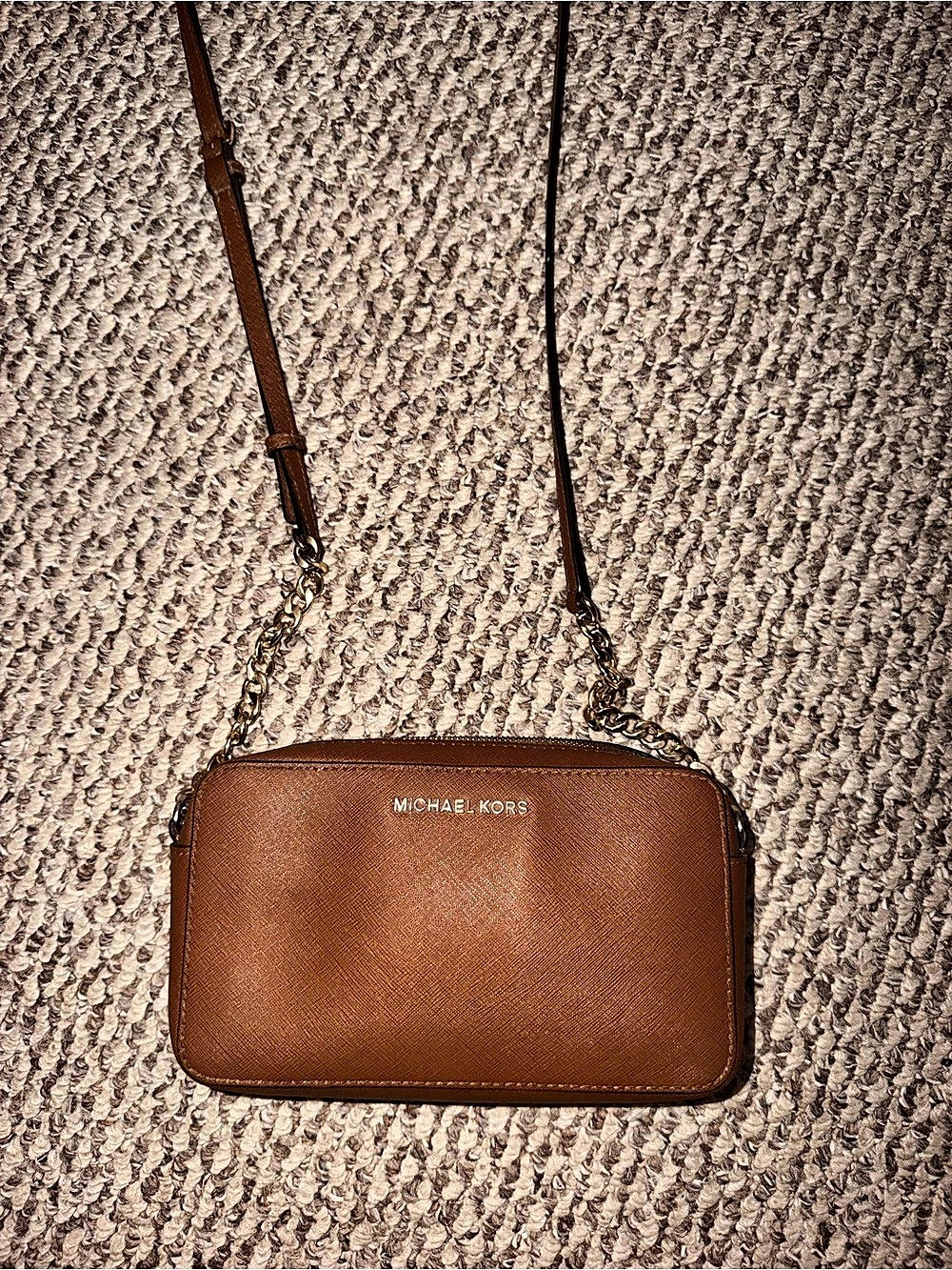 Michael Kors Jet Set Large Saffiano Leather Crossbody Bag Brown